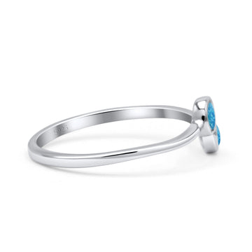 New Design Thumb Ring Round Oxidized Statement Fashion Band Lab Created Blue Opal 925 Sterling Silver
